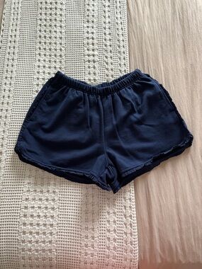 wild fable Navy Elastic-Waist Frill Cotton Shorts Size M